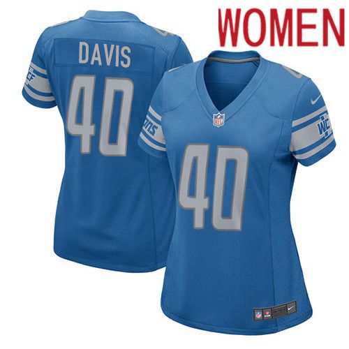 Women Detroit Lions #40 Jarrad Davis Nike Blue Player Game NFL Jersey->women nfl jersey->Women Jersey